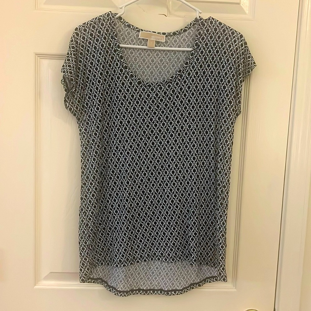 Michael Kors Blouse Shirt Navy Blue and White